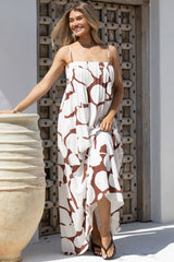 Vanuatu Maxi Dress - Adjustable Straps A-Line Dress with Pleat Detailed Bodice in Pixar Print