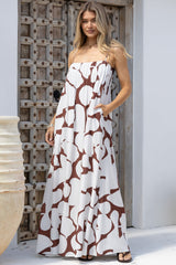 Vanuatu Maxi Dress - Adjustable Straps A-Line Dress with Pleat Detailed Bodice in Pixar Print