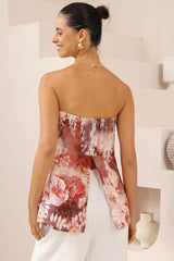 Vayla Top - Strapless Tube Top with Split at Back in Ashara Print
