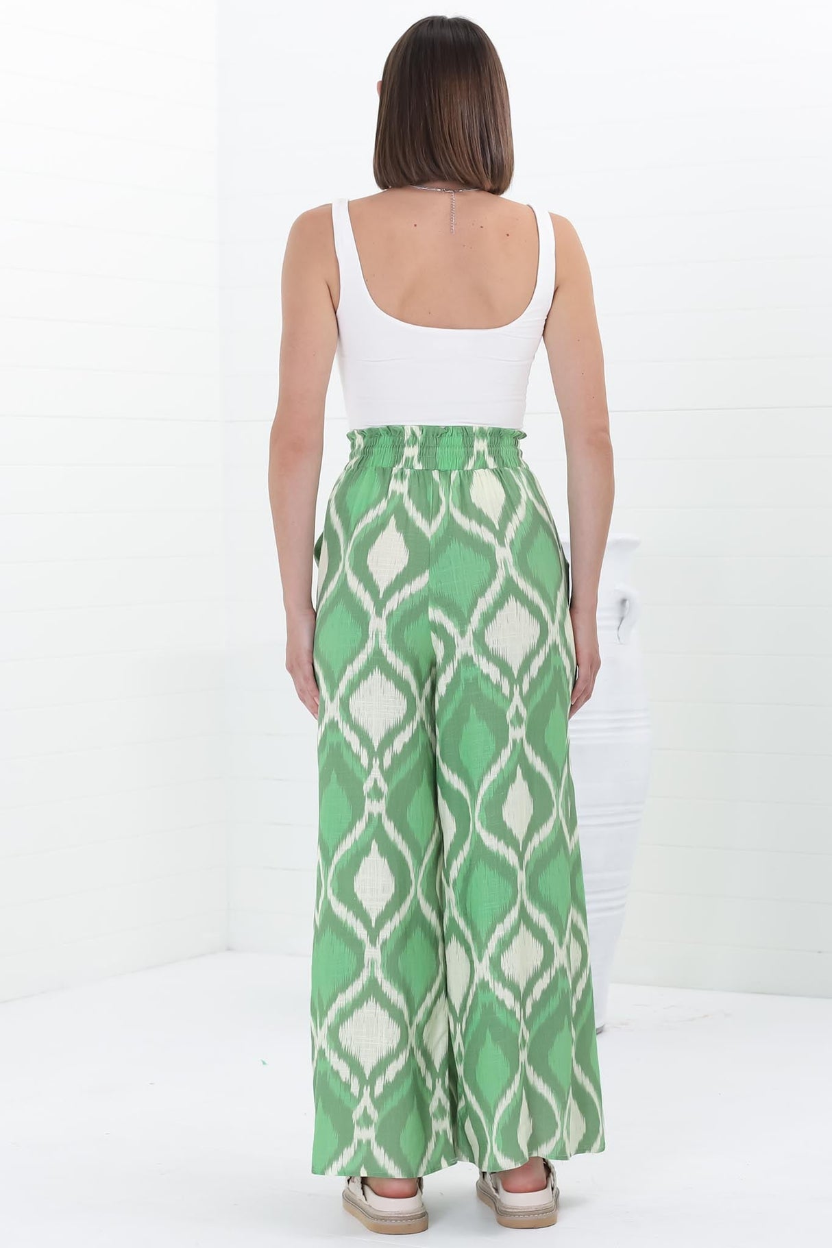 Velman Pants - Paper Bag High Waisted Wide Leg Pants in Alia Print