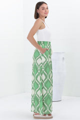 Velman Pants - Paper Bag High Waisted Wide Leg Pants in Alia Print