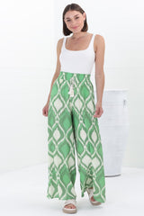 Velman Pants - Paper Bag High Waisted Wide Leg Pants in Alia Print