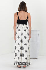 Velman Pants - High Waisted Wide Leg Pants in Capra Print Black