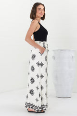 Velman Pants - High Waisted Wide Leg Pants in Capra Print Black