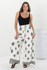 Velman Pants - High Waisted Wide Leg Pants in Capra Print Black