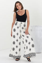 Velman Pants - High Waisted Wide Leg Pants in Capra Print Black