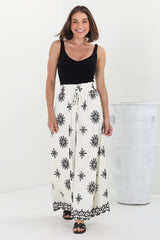 Velman Pants - High Waisted Wide Leg Pants in Capra Print Black