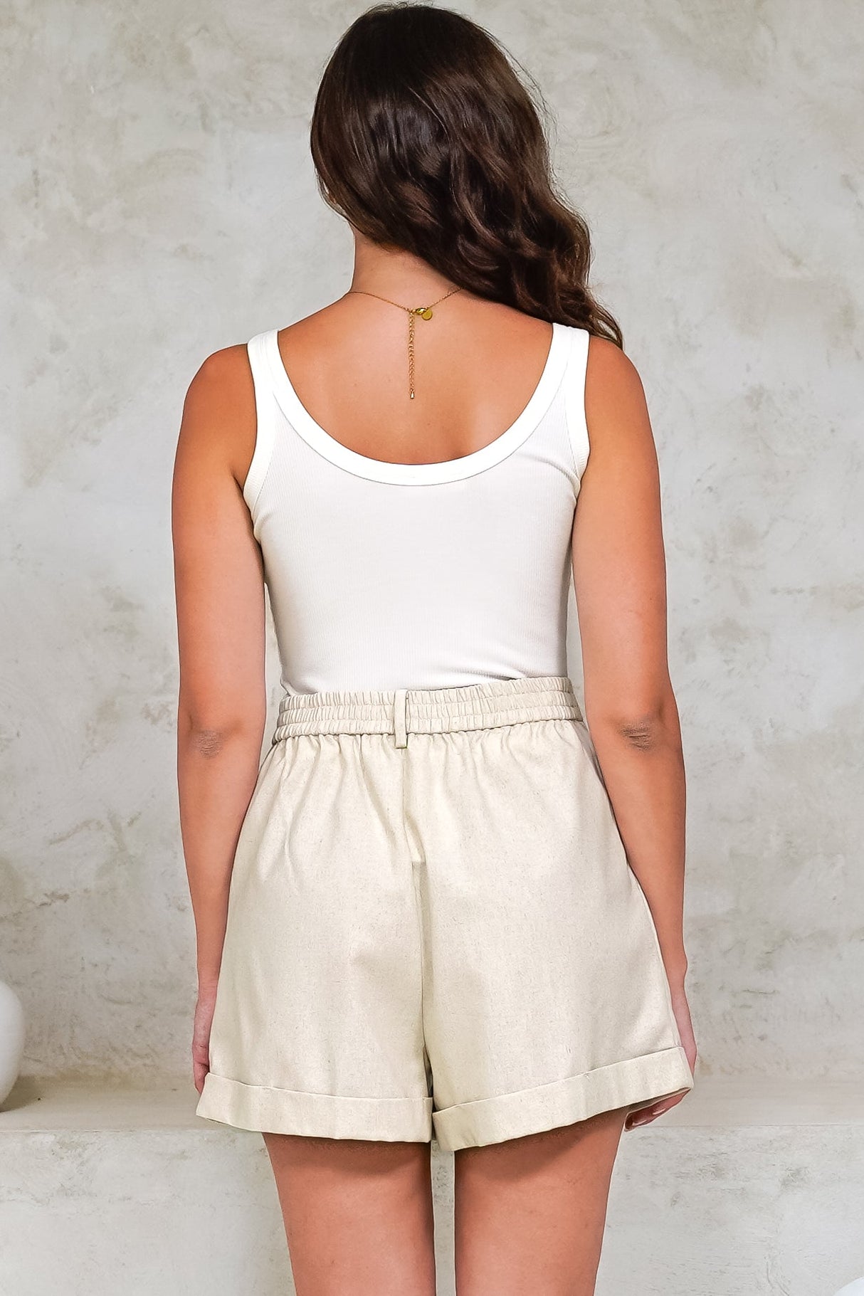 Ventura Shorts - High Waisted Tailored Shorts with Pockets in Oatmeal