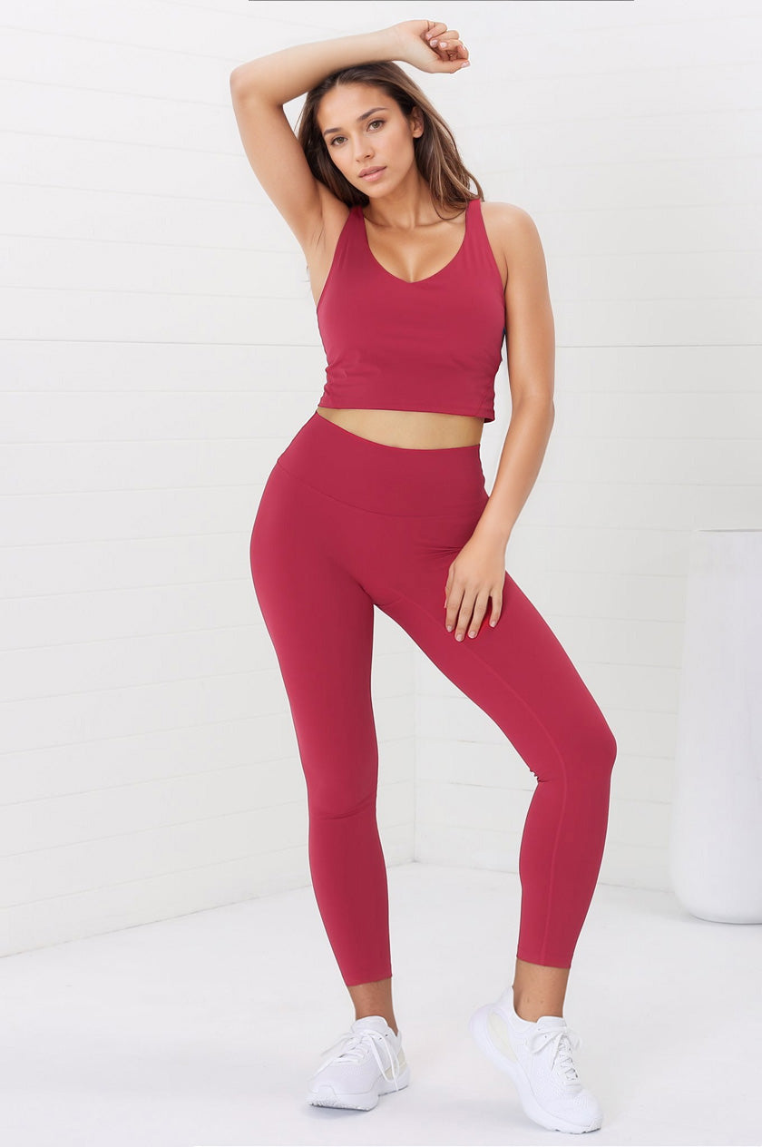 Axel Leggings - High Waisted Full Length Leggings in Magenta