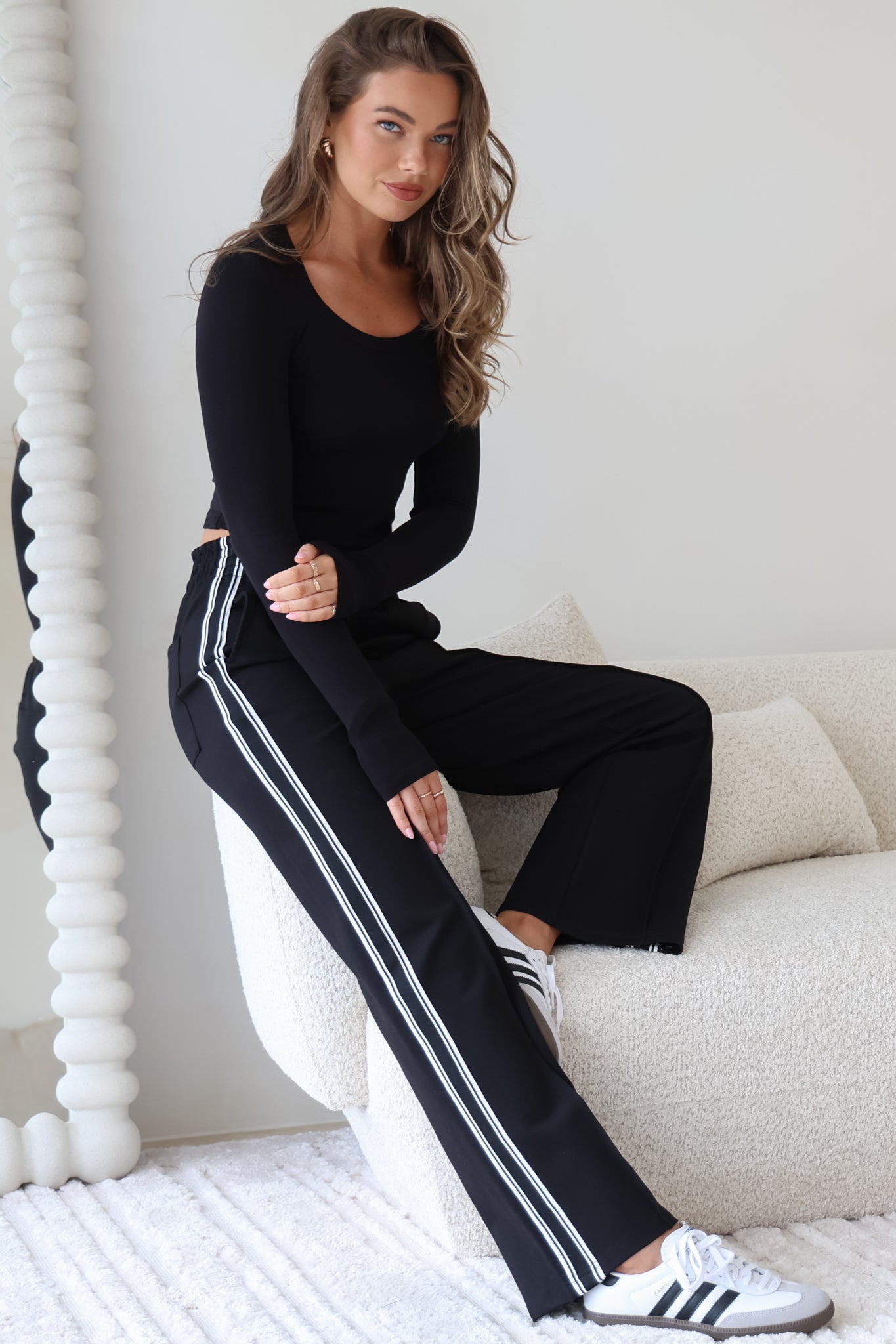 Victoria Pants High Waisted Sports Stripe Side Seams