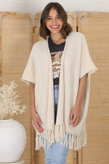 Villas Cardigan - Open Front Throw Over Cardigan in Cream