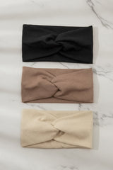 Wells Headband 3 Pack - Twist Knot Detail in Neutral Multi
