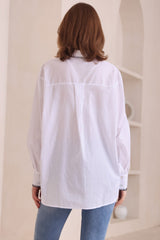 Whistler Shirt - Contrast Stitch Button Down Shirt in White