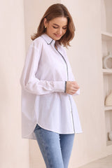 Whistler Shirt - Contrast Stitch Button Down Shirt in White