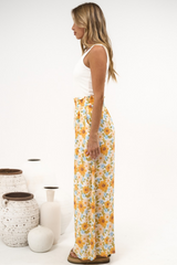Velman Pants - Paper Bag High Waisted Wide Leg Pants in Sorella Print