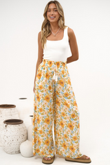 Velman Pants - Paper Bag High Waisted Wide Leg Pants in Sorella Print