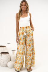 Velman Pants - Paper Bag High Waisted Wide Leg Pants in Sorella Print