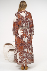 Prisca Maxi Dress - V Neck A Line Long Sleeve Dress with Pockets Samara Print