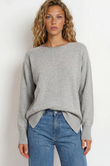 Model wearing Willow Jumper in Grey from Salty Crush