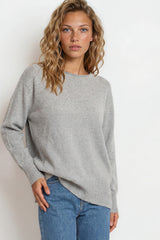 Model wearing Willow Jumper in Grey from Salty Crush