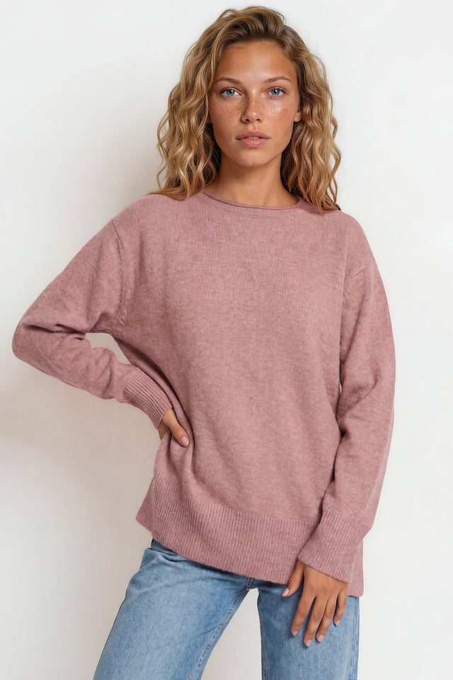 Model wearing Willow Jumper in Pink from Salty Crush