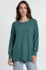 Model wearing Willow Jumper in Teal from Salty Crush