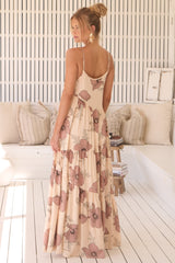 Winona Maxi Dress - Spaghetti Strap Tiered Dress in April Print