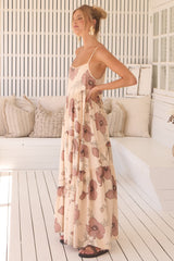 Winona Maxi Dress - Spaghetti Strap Tiered Dress in April Print