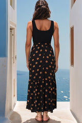 Hellen Maxi Skirt - High Waisted Skirt with Front Splits in Mahony Print