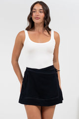Xara Mini Skirt - High Waisted True Wrap Skirt in Black