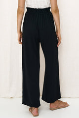 Xenos Linen Pants: High Waisted Straight Leg Pant in Black