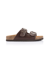 Xylo Footbed Slides in Chocolate Brown