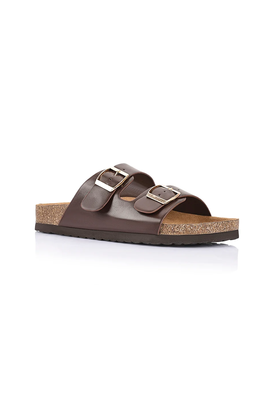Xylo Footbed Slides in Chocolate Brown