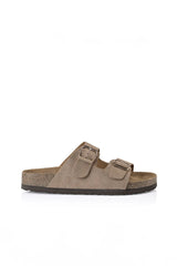 Xylo Footbed Slides - Taupe Micro