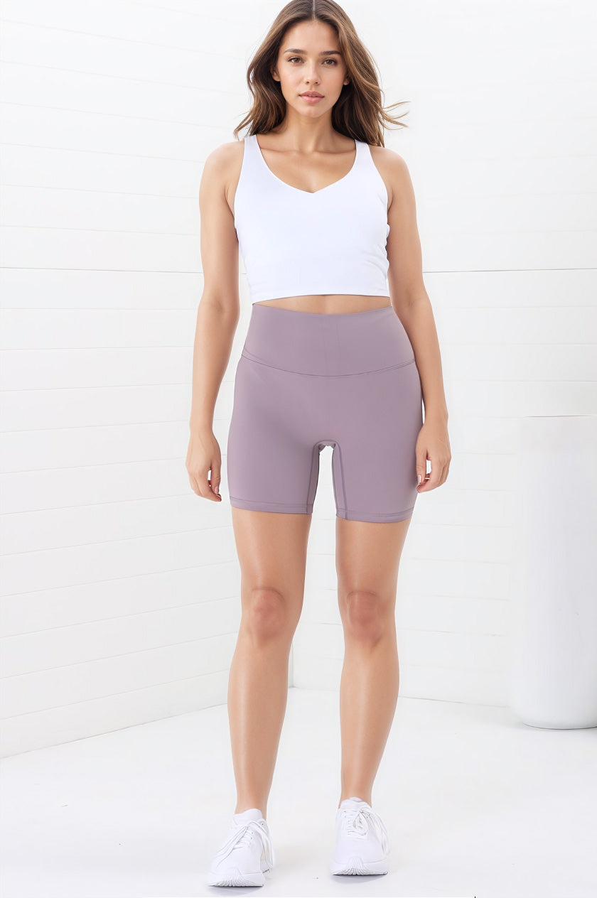 Axel Bike Shorts - Thick Highwaisted Band Bike Shorts in Mauve