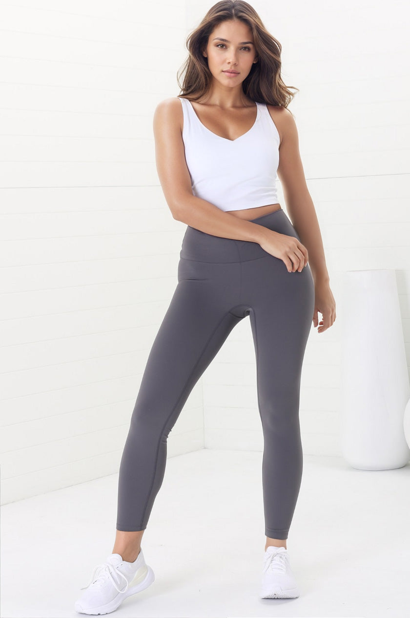 Axel Leggings - High Waisted Full Length Leggings in Dark Grey