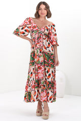 Yanna Maxi Dress - On or Off Shoulder A Line Dress with Elasticated Back in Labelle Print