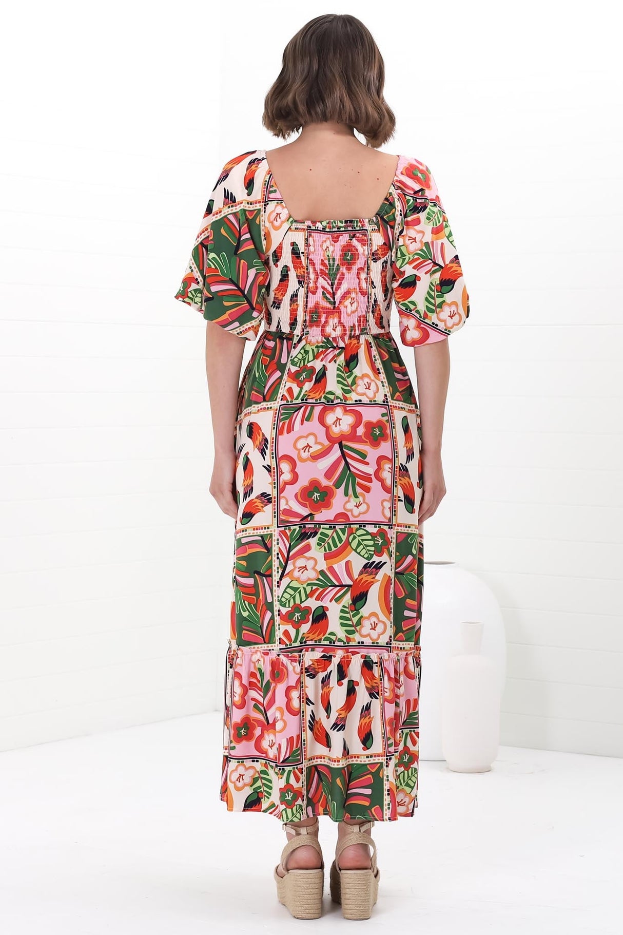 Yanna Maxi Dress - On or Off Shoulder A Line Dress with Elasticated Back in Labelle Print