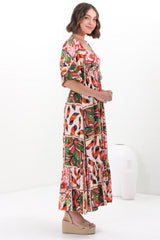 Yanna Maxi Dress - On or Off Shoulder A Line Dress with Elasticated Back in Labelle Print