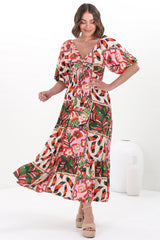 Yanna Maxi Dress - On or Off Shoulder A Line Dress with Elasticated Back in Labelle Print