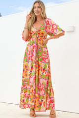 Yanna Maxi Dress - On or Off Shoulder A Line Dress with Elasticated Back in Labelle Print