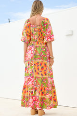 Yanna Maxi Dress - On or Off Shoulder A Line Dress with Elasticated Back in Labelle Print