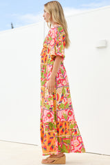 Yanna Maxi Dress - On or Off Shoulder A Line Dress with Elasticated Back in Labelle Print