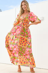 Yanna Maxi Dress - On or Off Shoulder A Line Dress with Elasticated Back in Labelle Print