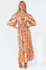 Yanna Maxi Dress - On or Off Shoulder A Line Dress with Elasticated Back in Vondrosa Print