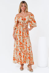 Yanna Maxi Dress - On or Off Shoulder A Line Dress with Elasticated Back in Vondrosa Print