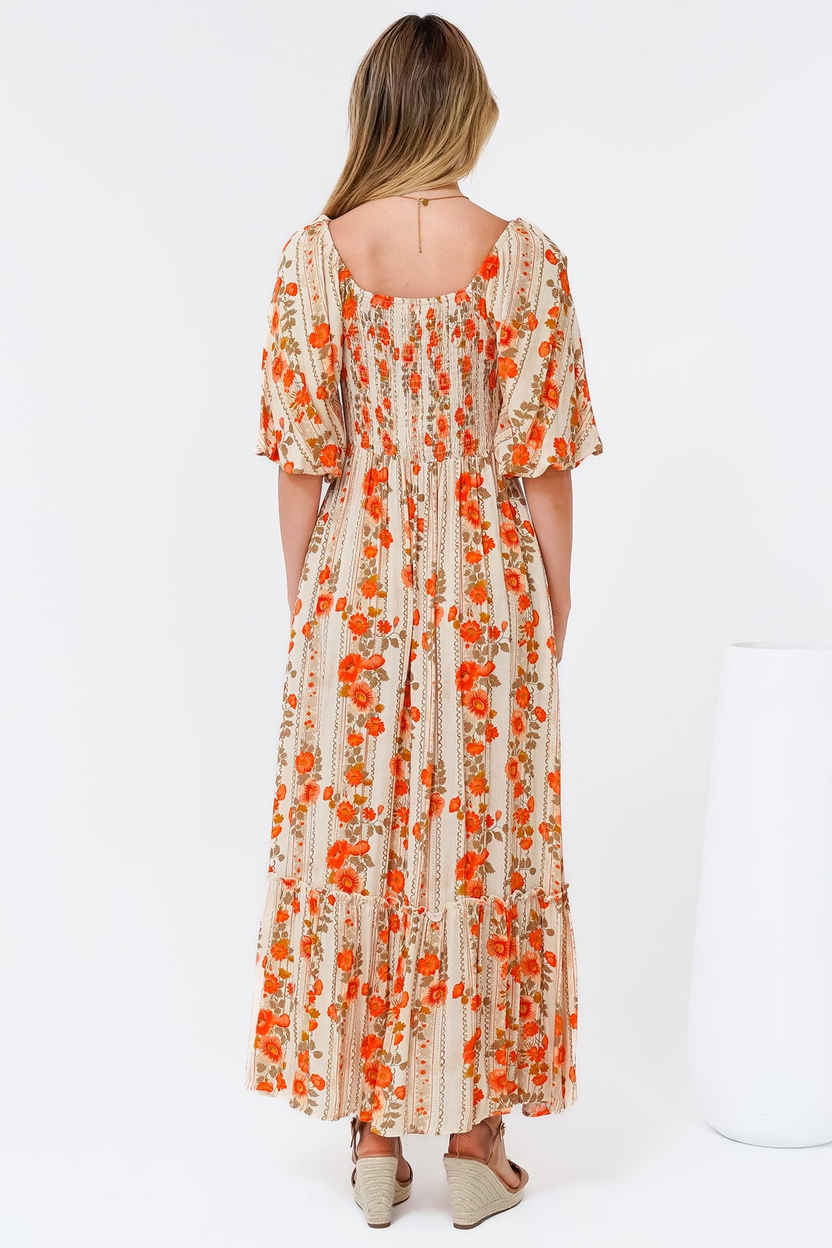 Yanna Maxi Dress - On or Off Shoulder A Line Dress with Elasticated Back in Vondrosa Print