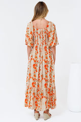Yanna Maxi Dress - On or Off Shoulder A Line Dress with Elasticated Back in Vondrosa Print