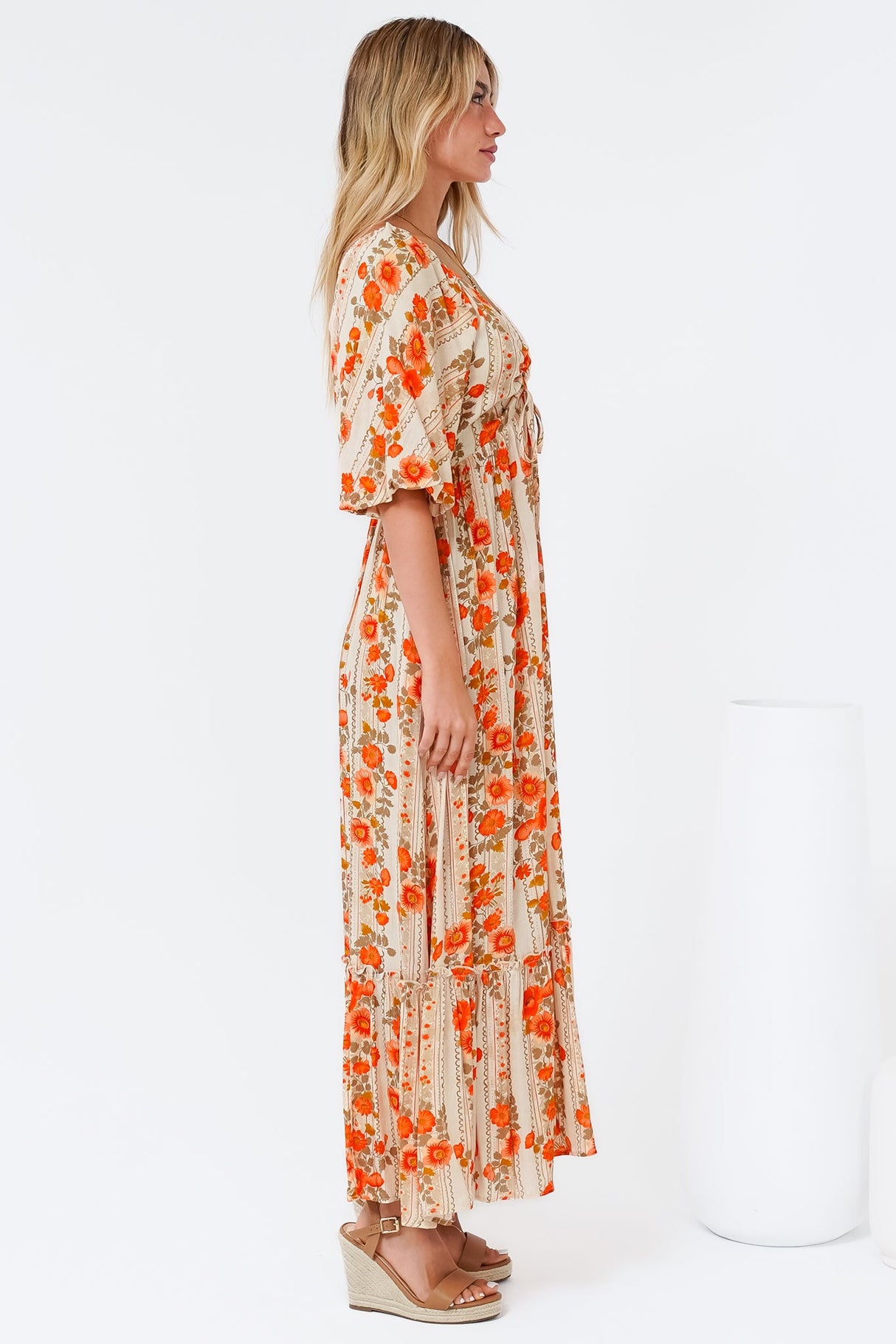 Yanna Maxi Dress - On or Off Shoulder A Line Dress with Elasticated Back in Vondrosa Print