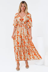 Yanna Maxi Dress - On or Off Shoulder A Line Dress with Elasticated Back in Vondrosa Print